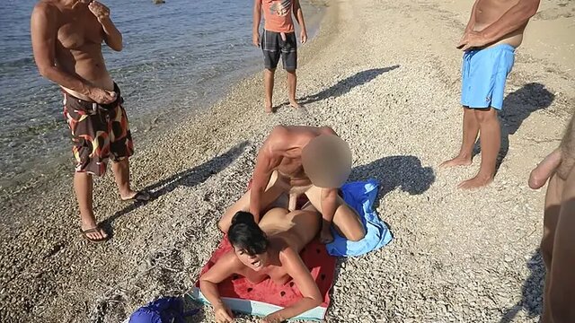Nude beach date turns into an ass-pounding cum party