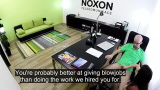 Quasi-professional oral😜 sex on tiny nipples at corporate workplace