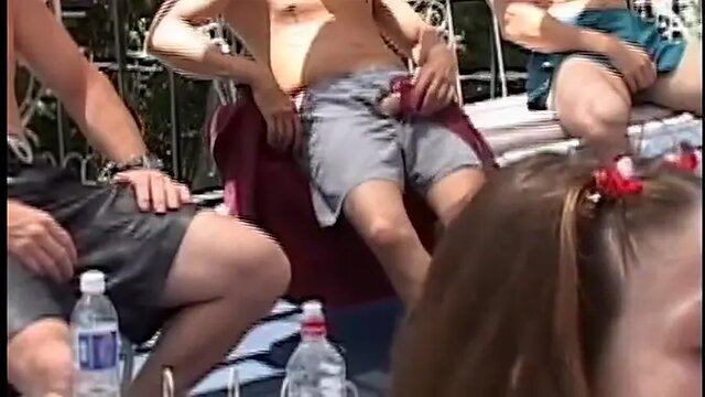 Tight teen's first gangbang at stepdad's party - non-virgin holes