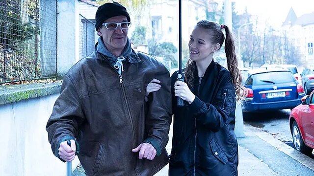 Skinny teen gets help with ass pounding from a hunk