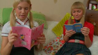 Hot Blondes Evelyn and Sandra Engage in Intimate Lesbian Fun