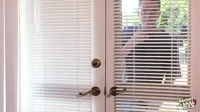 Blonde housesitter caught doing anal leads to DP threesome