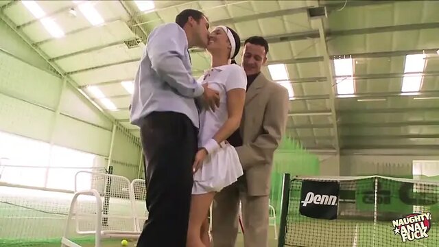Voluptuous brunette tennis player enjoys hardcore anal and pussy eating in a threesome