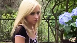 Dirty Hillary gets pounded by two massive cocks outdoors