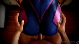 Raunchy D Va Gets Blasted Blowjob And Handjob Ride