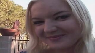 Two dudes bang blonde bimbos, Barbara Summer gets creamed