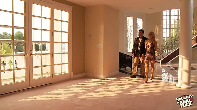 Blonde wants cock up her ass in luxurious house