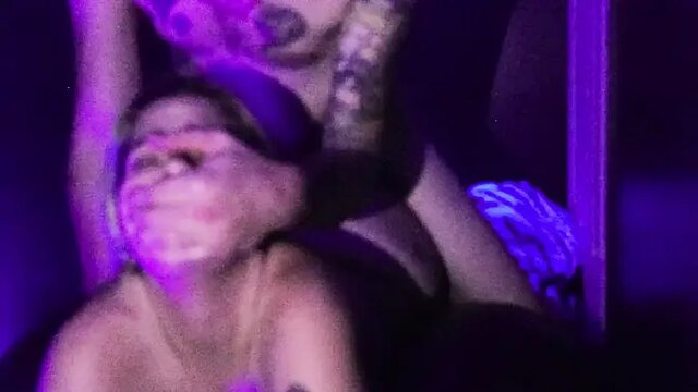 Tattooed submissive girl gets first training with double penetration