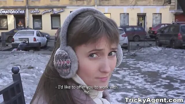 Tricky Agent - Assfucked with her bf downstairs