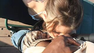 Mofo white dude gets his meat pierced by ebony queen's 10-inch tool