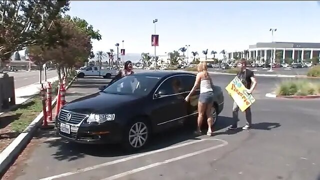 Gorgeous blonde and hot brunette share a giant cock and his load