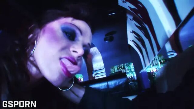 Dark room MILF threesome with big tits