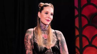 Tattooed Blowjob Queen Enjoys Deepthroating and Shows Off