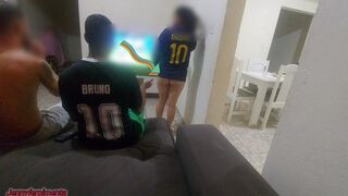 Bet led to a threesome with hubby's friend, ending with a DP and a wild night of unbridled passion