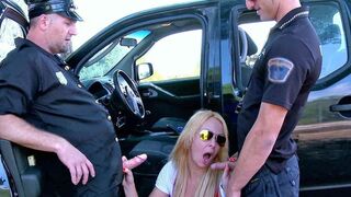 Ravaged blonde mature temptress Tamara Dix ravished by two law enforcers