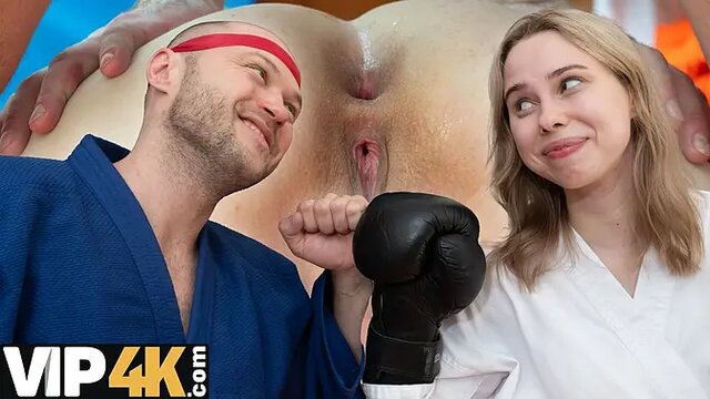 Hot Blonde Russian fights and loses bet, first time anal