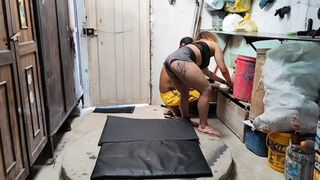I couldn't stand myself horny and gave it right there in the middle of the tidying up to the bastard who soon wanted to put his big cock in my pussy