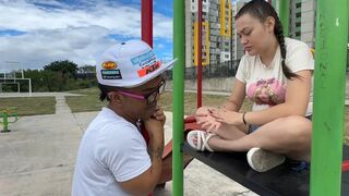 I find a sad girl in the park and end up comforting her with my rich —  hard cock