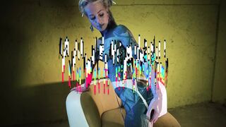 Latex and Squirt - Tattoo girl Anal DP Solo in High Heels - Squirting and Gapes