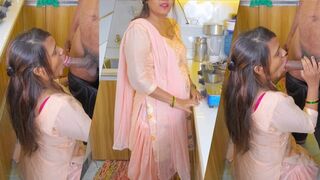 Mother-in-law gives offer for Fuck hard to Son-in-law in kitchen with Dirty hindi talk and he Cum in her sexy pussy 