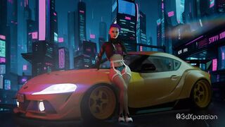 Neon Heat. Passionate sex with busty hot street girl in the neon room