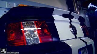 Model getting her ass fucked on a hood of the car
