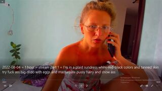 i try fuck my ass big dildo with eggs and masturbate myhairy pussy