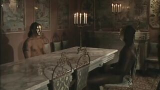 Behind the Mask, a White Man, a Black Man, and a Slut: Threesome with Anal and Wax Play.