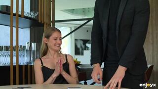 Skinny Blonde Tiffany Begs: Gagging Blowjob, Hard Pussy Pounding, Ass-to-mouth & Massive Anal Creampie