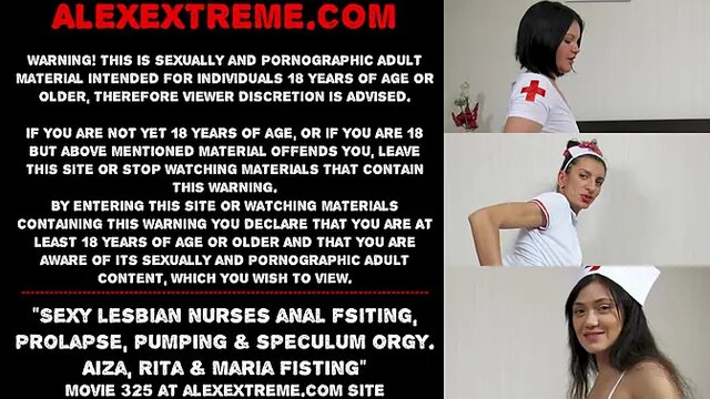 Two sexy nurses fuck each other's asses hard with anal toys & speculum