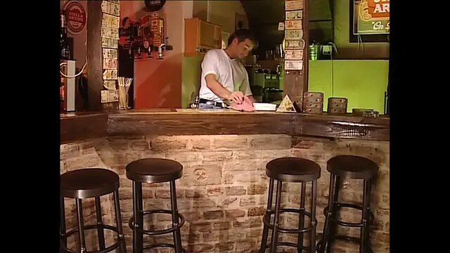 Young busty slut gets double penetration and a facial