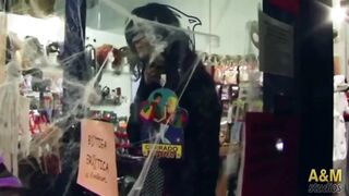 Two big cocks fot the sex shop girl