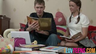 Young stud spraying his friend's lovely face with his seed