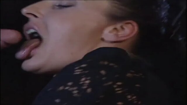 Brunette beauty gets double anal and vaginal penetration in a horny group orgy