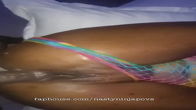 Ebony POV amateur enjoys her huge ass filled with black cock