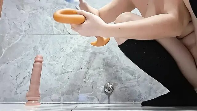 Slinky Snake and Dildo Double Anal for a Gaped MILF