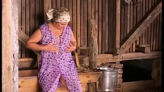 Old farmer's wife ass fucked by the new young worker