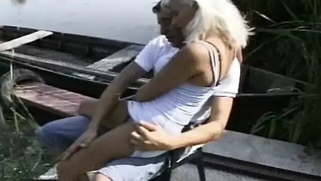 Magnificent French blonde nailed outdoors