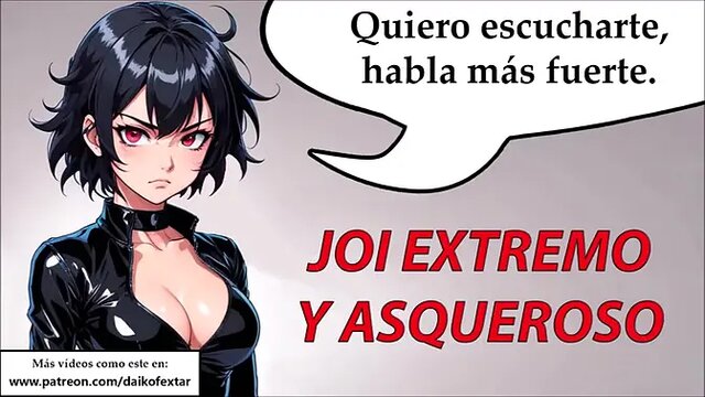 Extreme JOI and daring femdom humiliation in Spanish hentai